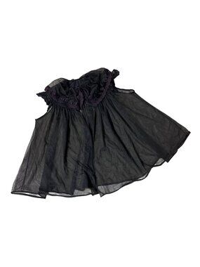 Vintage Sheer Black Babydoll Robe Lace Trimmed Collar USA Mid Century Size Med